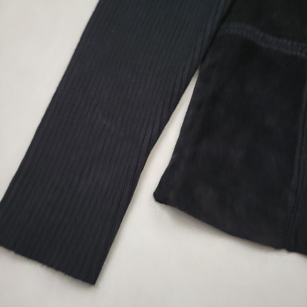 Vtg Black Suede Leather Patchwork Jacket Fur Coll… - image 4